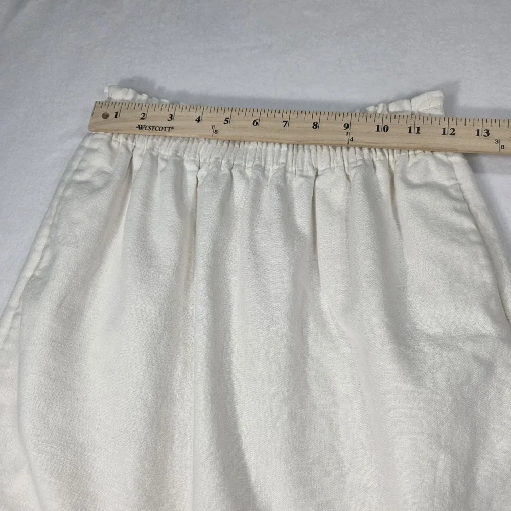 J.Crew Womens Mini Skirt Beige Size 0‎ Pull On Pockets Scallop Hem Linen Cotton